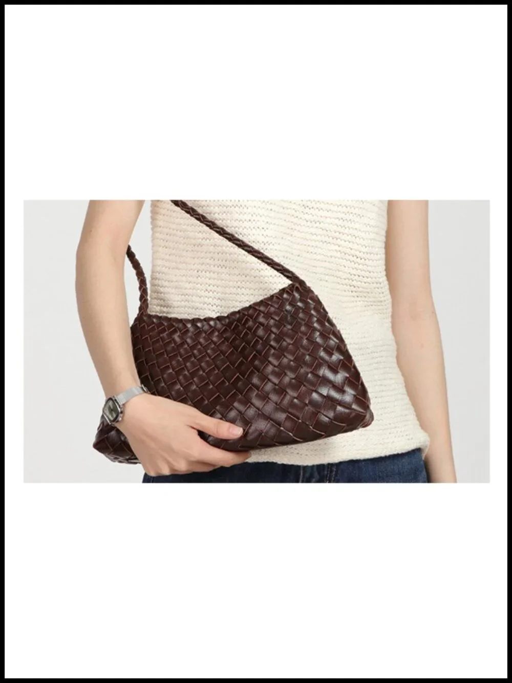 2 Pcs Slouchy Woven PU Leather Hobo Bags Underarm Crossbody Summer Beach Travel